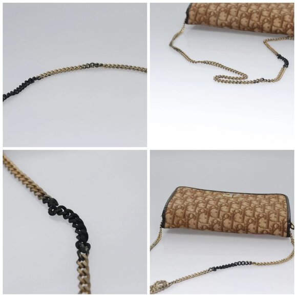 Christian Dior Trotter Canvas Chain Shoulder Bag Brown Gold Auth BD118 - Picture 16 of 16